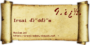 Irsai Ádám névjegykártya