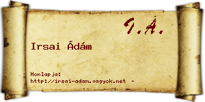 Irsai Ádám névjegykártya